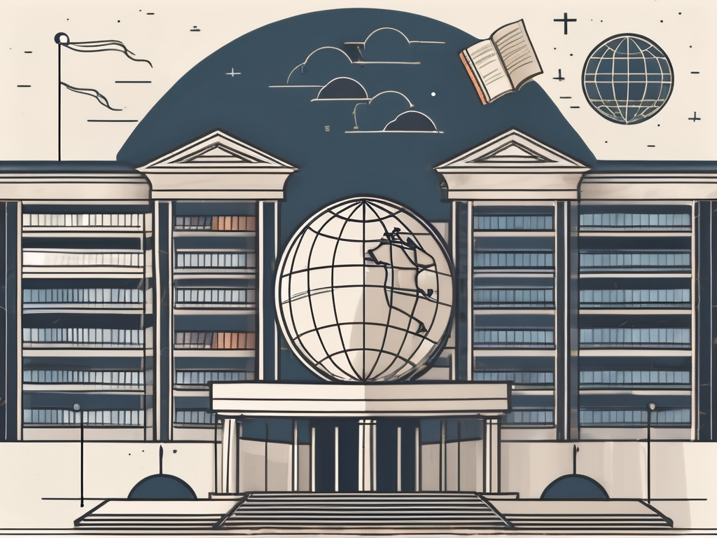 An international school building in sri lanka surrounded by educational symbols like books