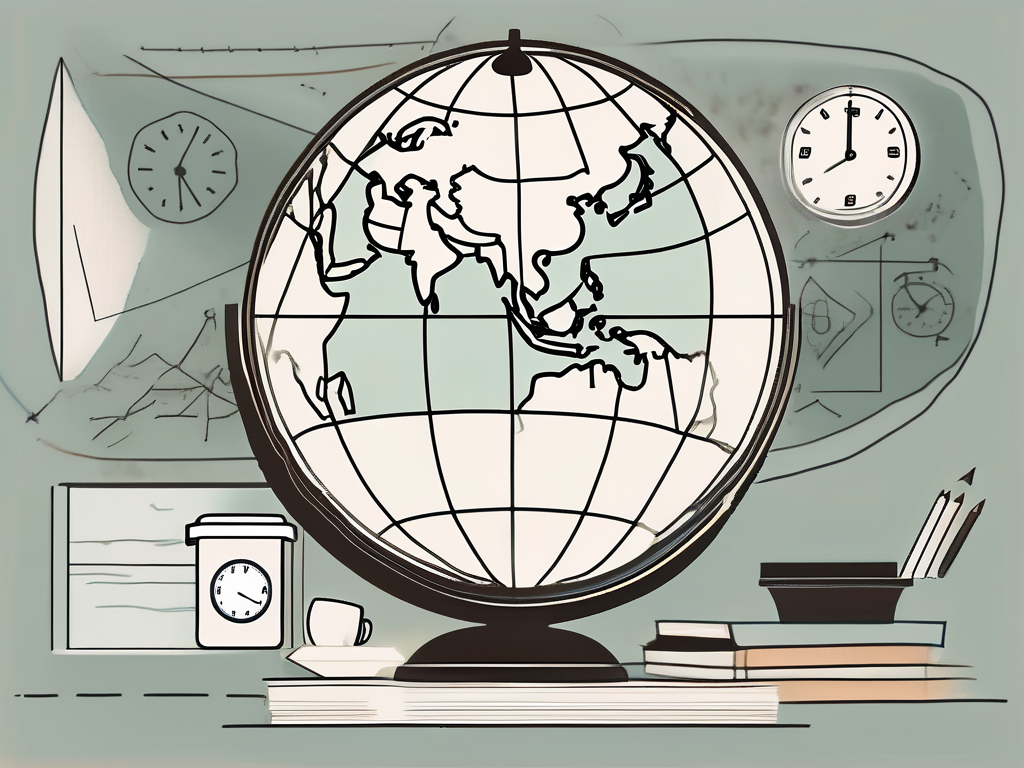 A classroom setting with a globe