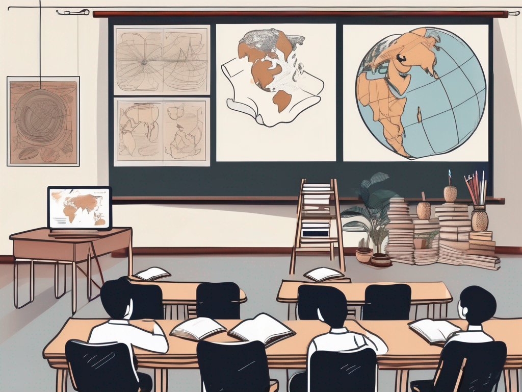 A classroom setting in thailand with two chalkboards implying collaboration