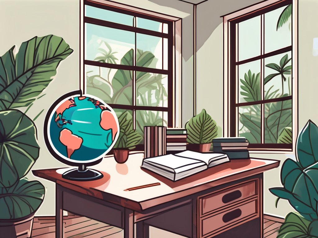 A traditional indonesian classroom with a globe