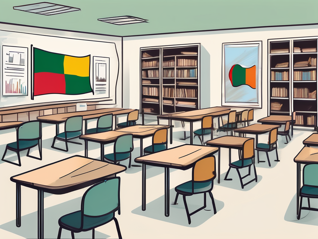 A classroom setting in saudi arabia with elements symbolizing diversity such as different colored chairs