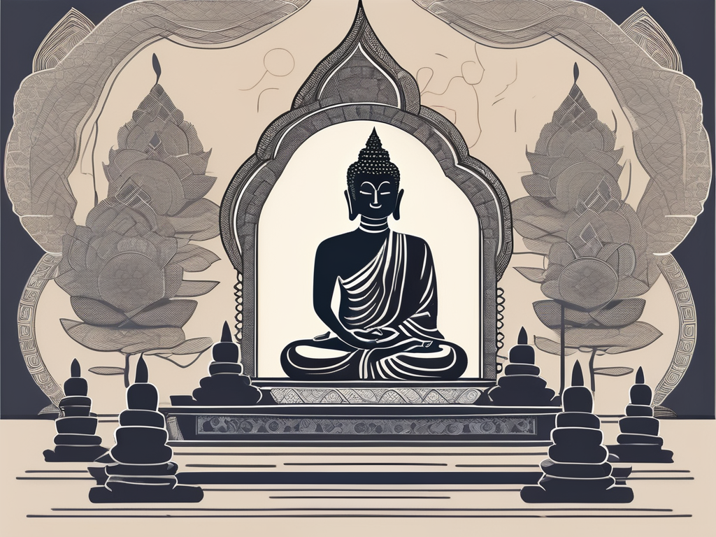 A traditional thai classroom with cultural elements such as buddha statues