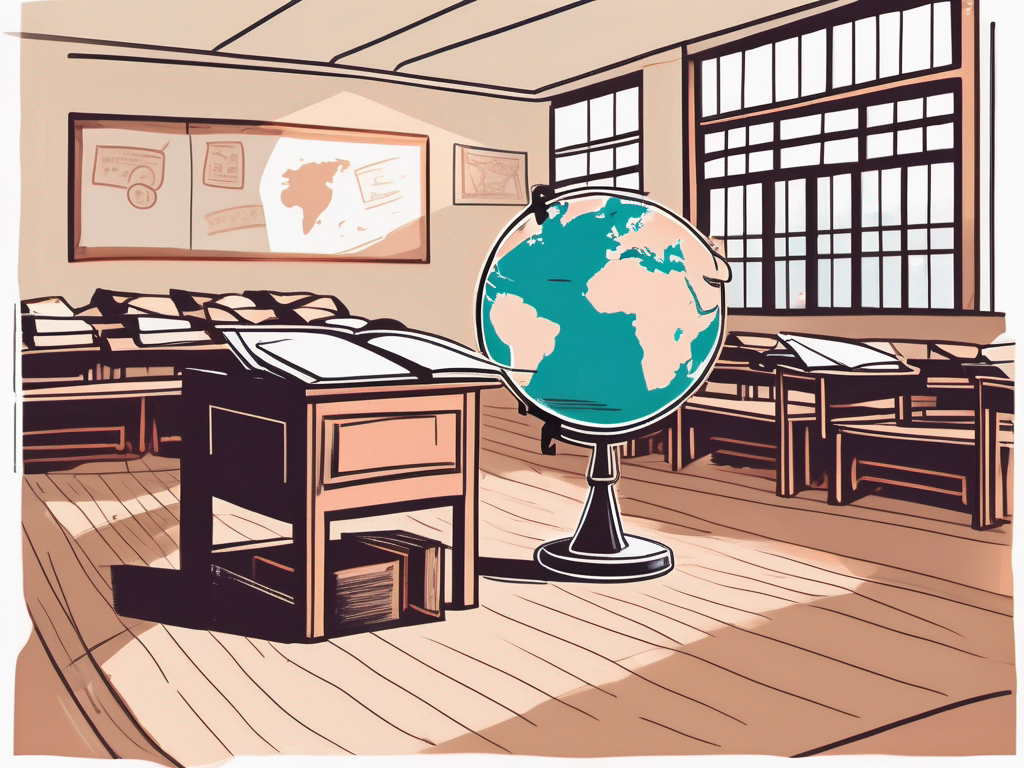 A traditional vietnamese classroom with a globe