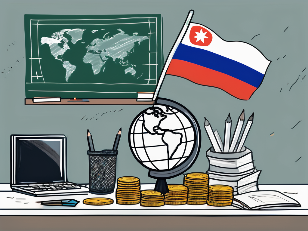 A classroom setting with a globe