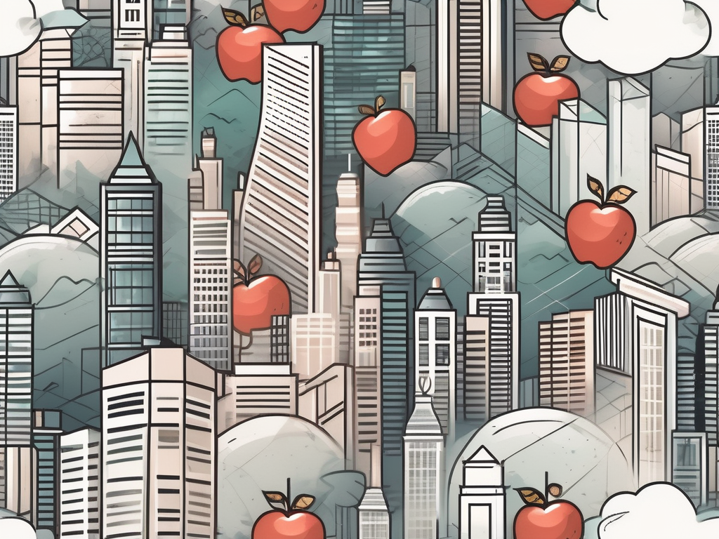 A bustling hong kong cityscape with symbols of education like a graduation cap