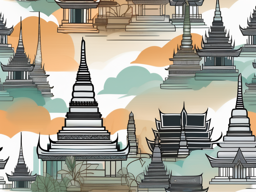 A thai city skyline with notable landmarks