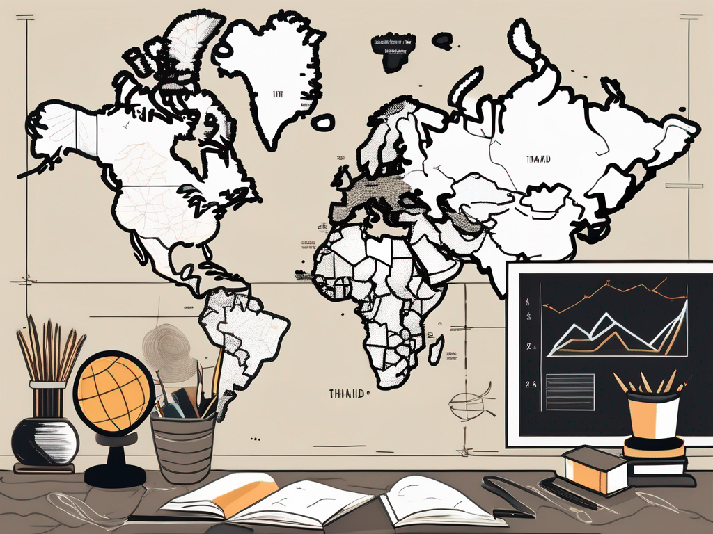 A classroom setting with a map of thailand