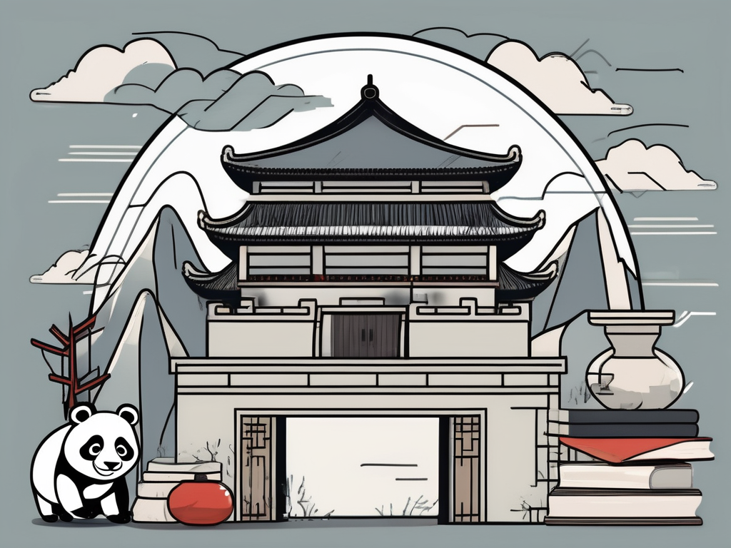 A classroom with various educational tools and elements that represent china