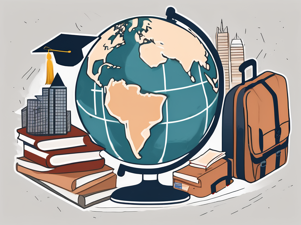 A classroom setting with a globe