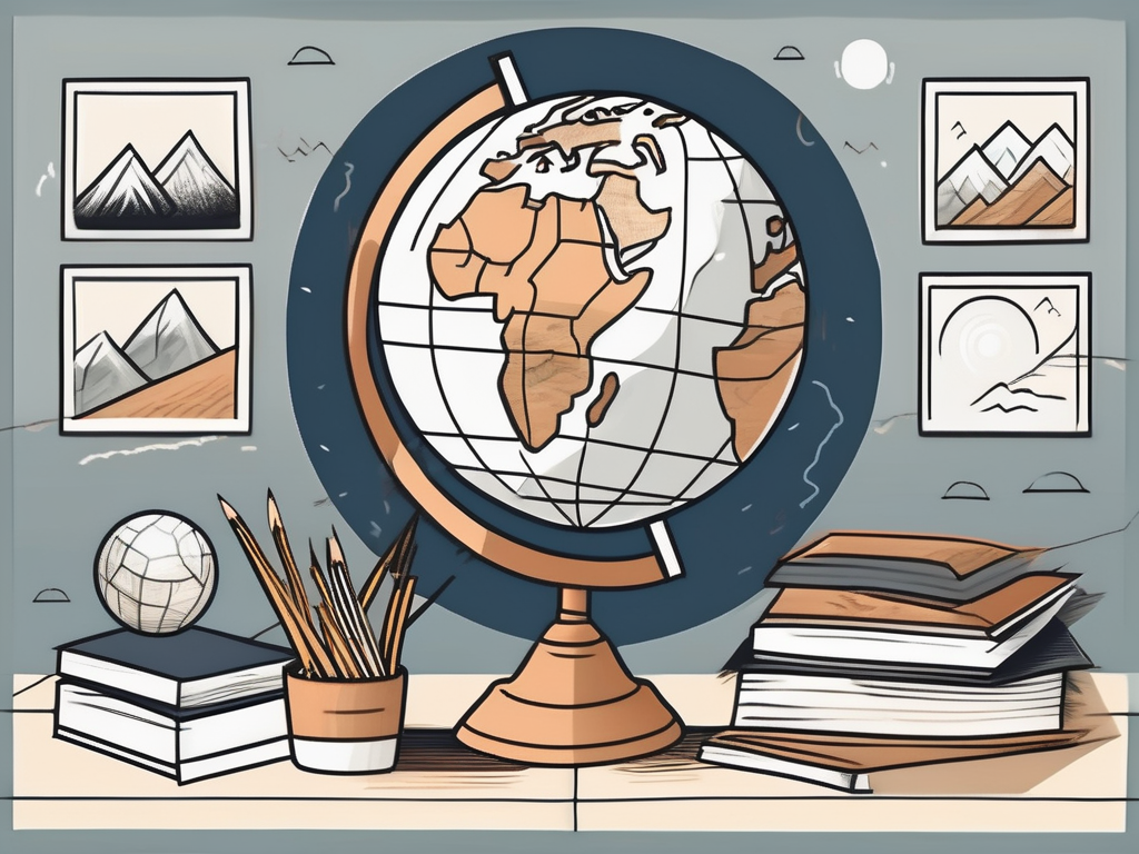 A classroom with international flags