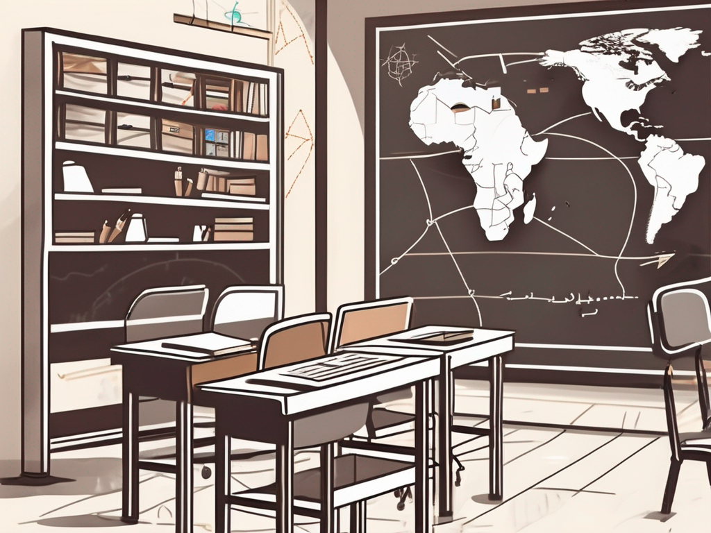 A saudi arabian classroom with empty teacher desks