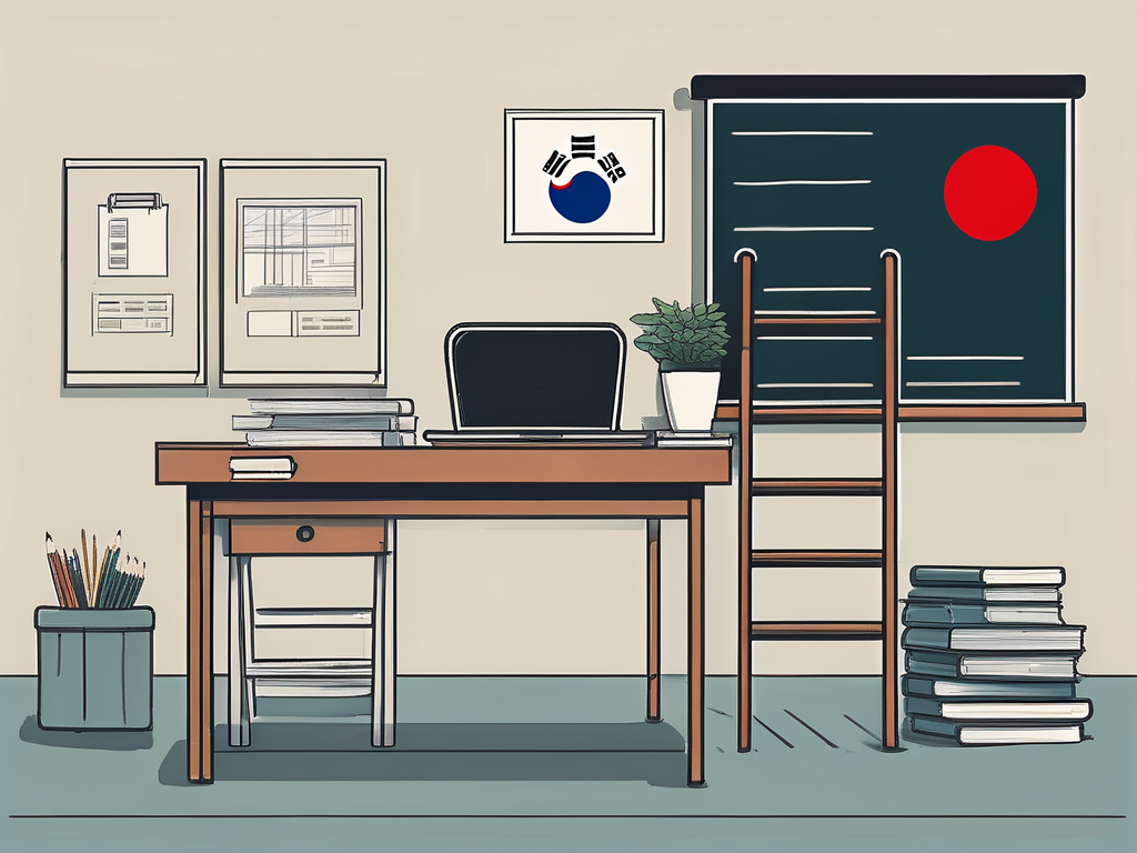 A classroom setting with a chalkboard