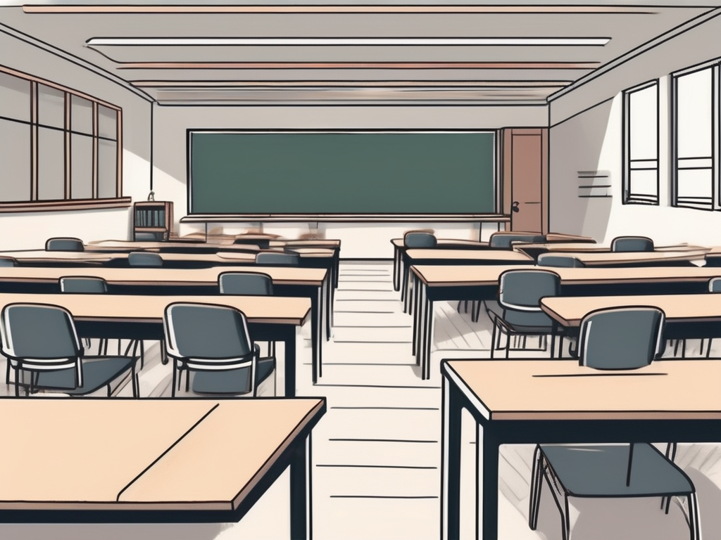 A classroom setting in thailand with chalkboard