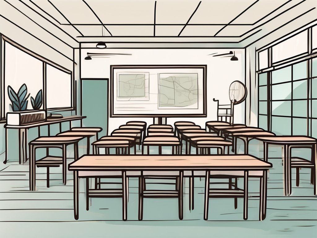 A classroom setting in thailand with teaching aids and an interview setup