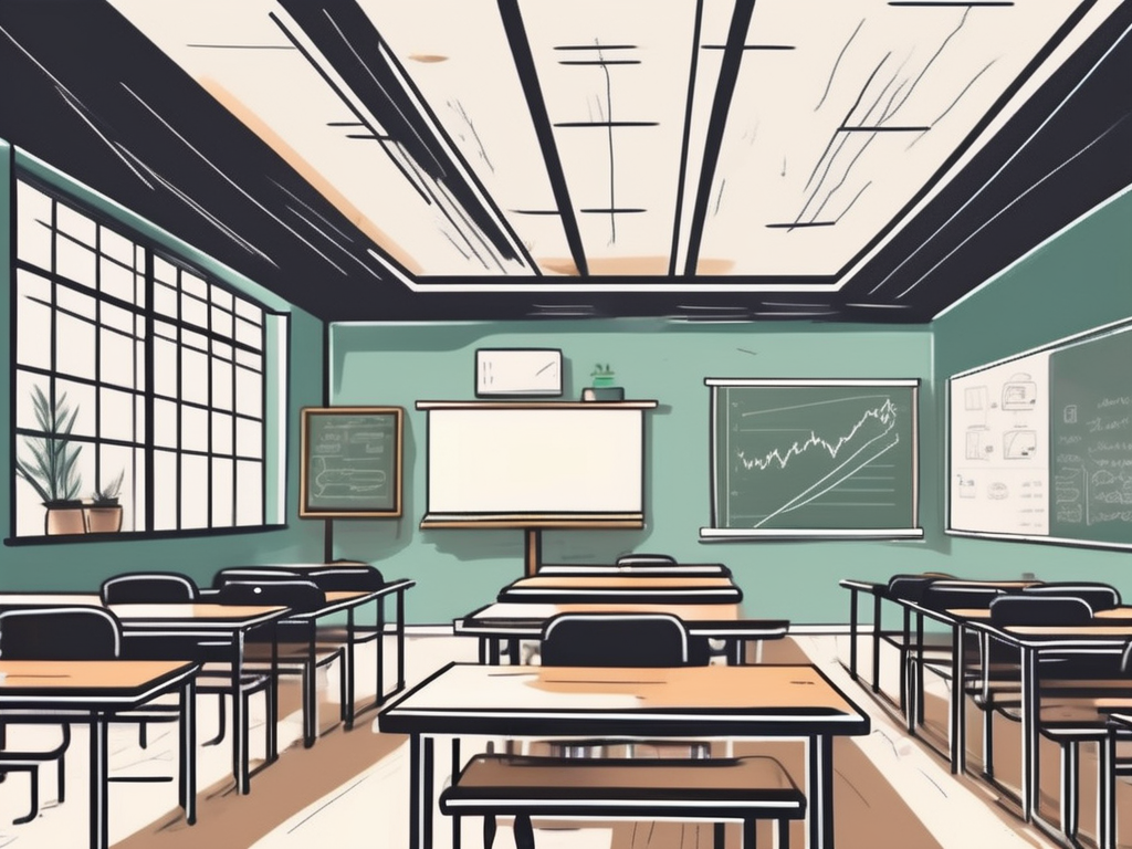 A classroom setting with a chalkboard