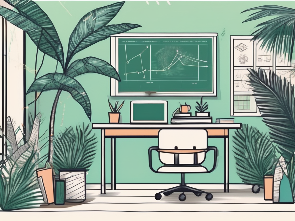 A classroom setting with a tropical fijian backdrop