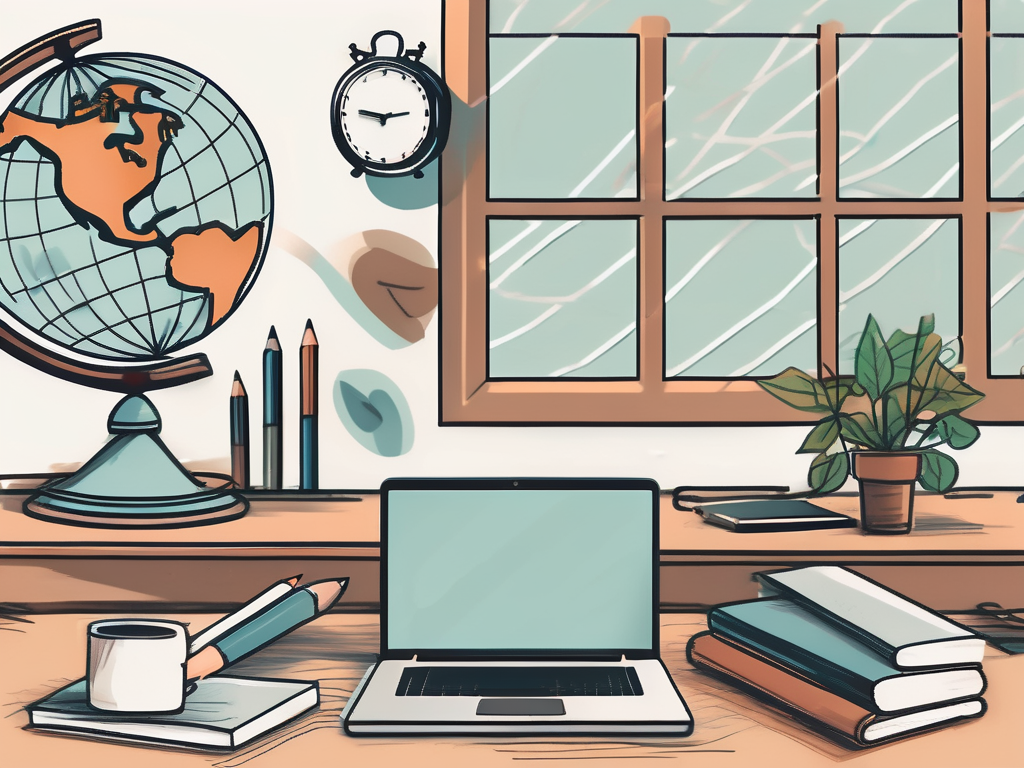 A classroom setting with various educational tools