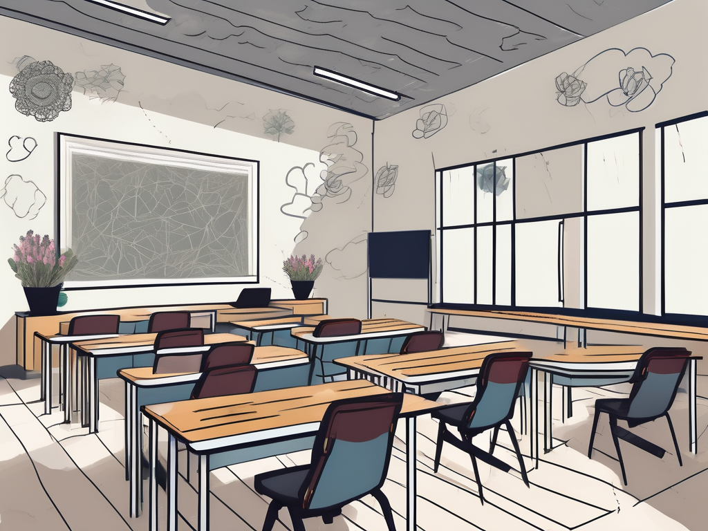 A classroom setting with distinctive cultural elements from malaysia and qatar