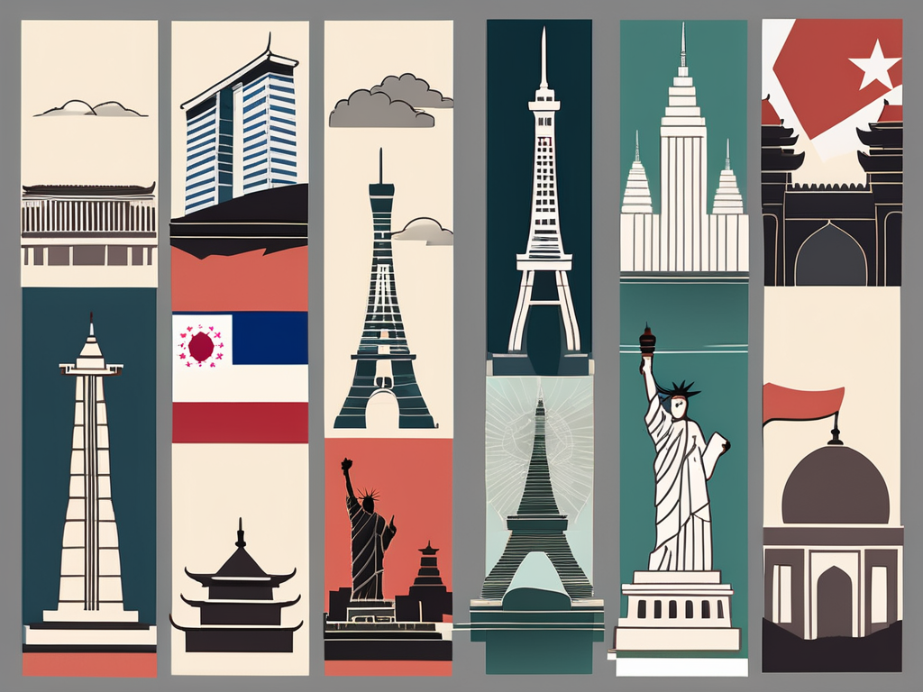 Various iconic landmarks from different countries