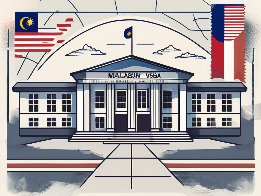 A school building with a malaysian flag