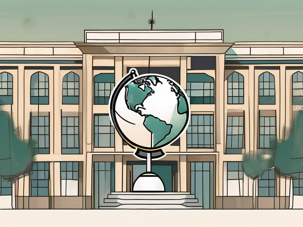 A traditional saudi arabian school building with five distinct elements that symbolize quality education