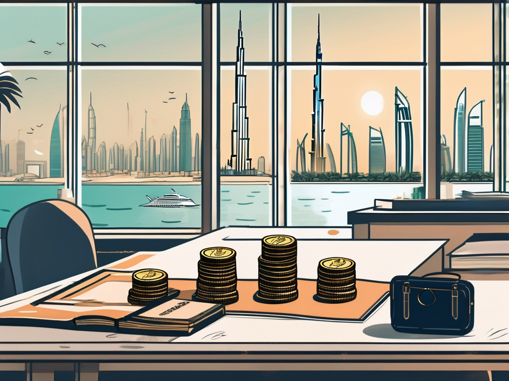 A classroom setting with a view of iconic uae landmarks in the background