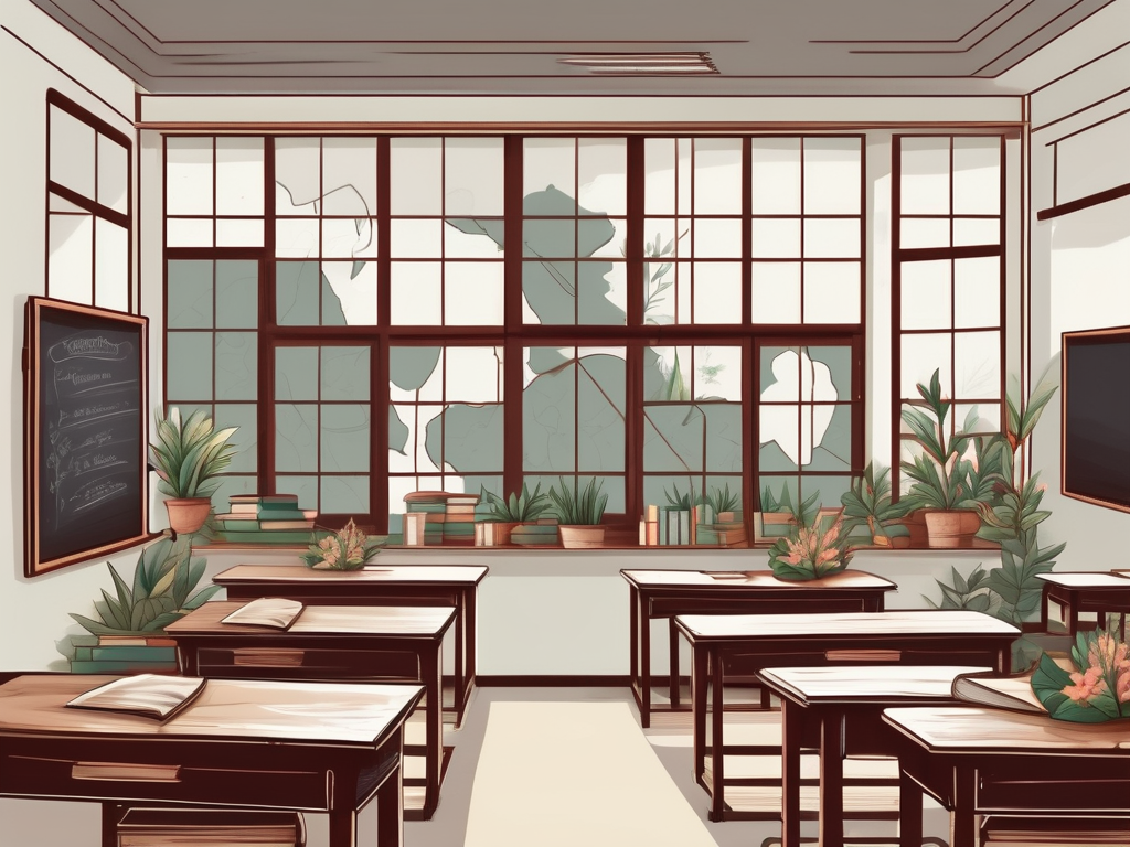 A school building in malaysia with various international shipping boxes