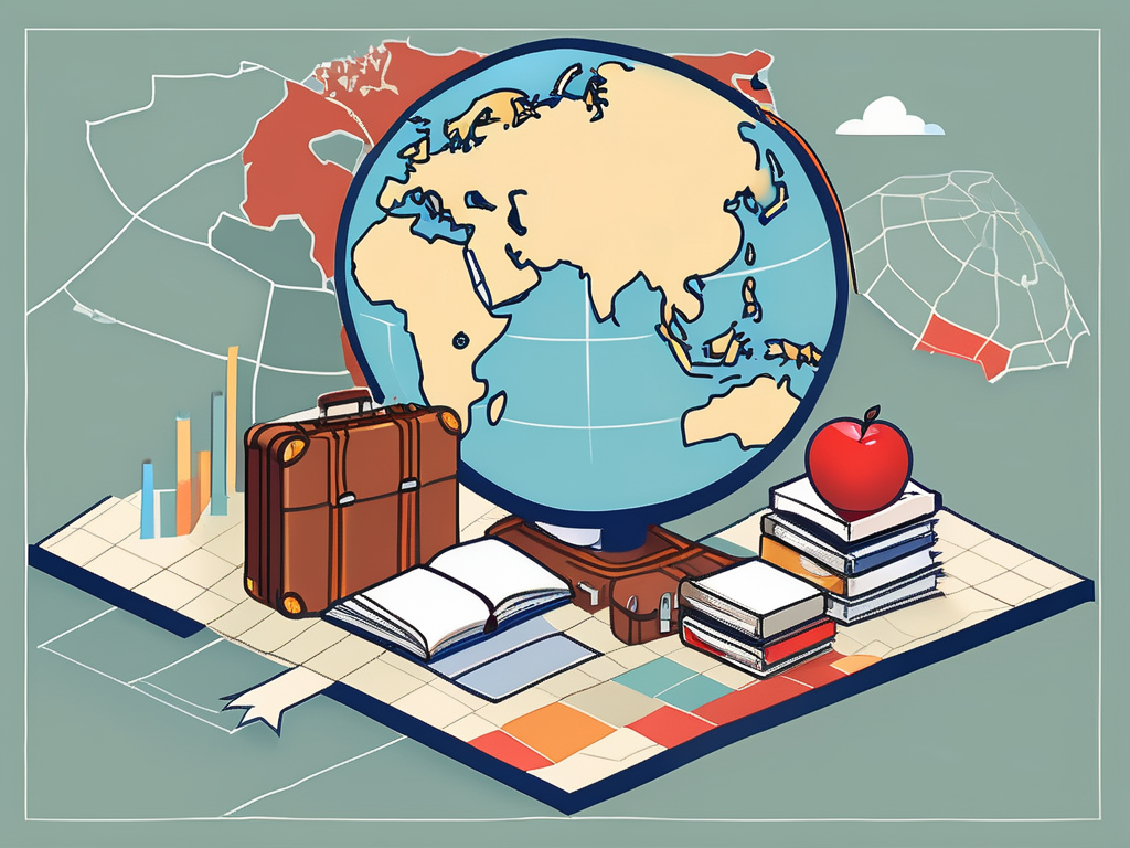 A variety of international school items such as textbooks