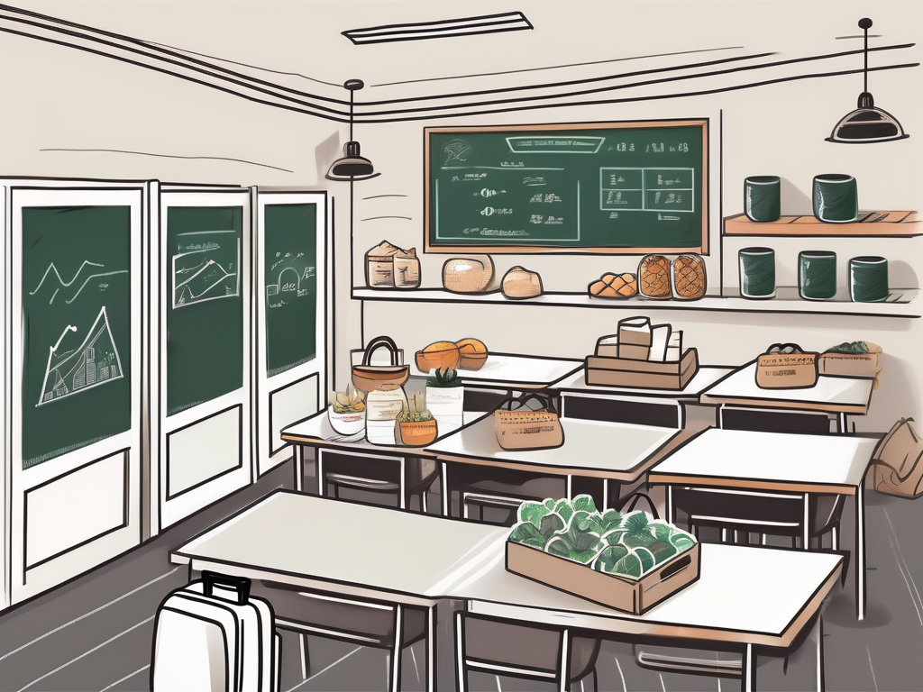 A classroom setting in thailand with a chalkboard