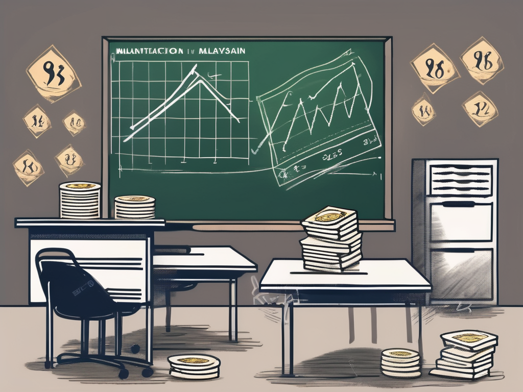 A classroom setting with a graduation cap on the teacher's desk