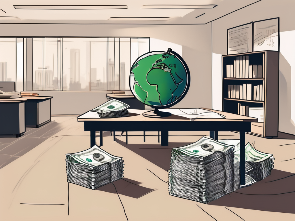 A classroom with a globe on the desk