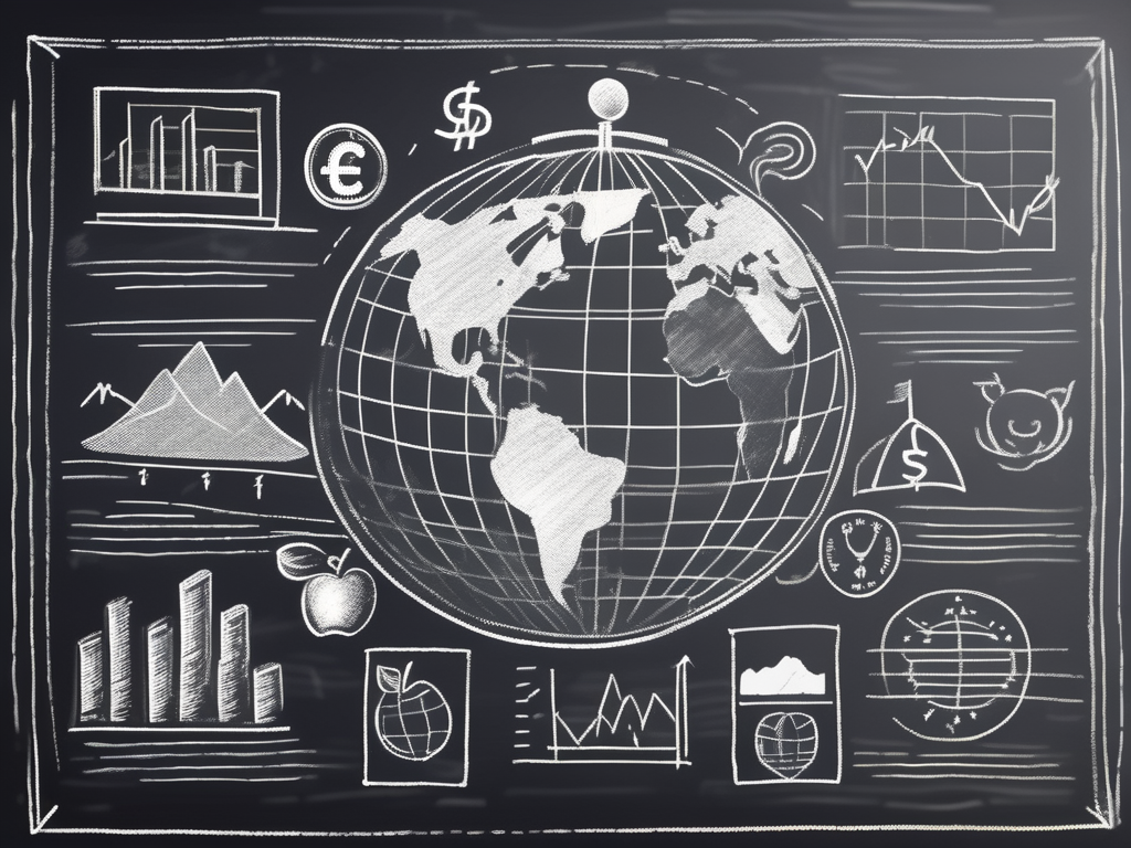 A chalkboard with different currency symbols