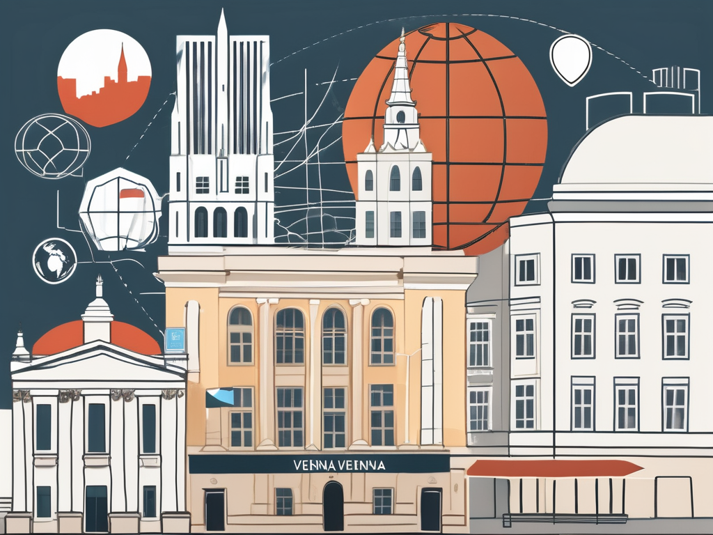 A vienna cityscape with a few international school buildings in the foreground