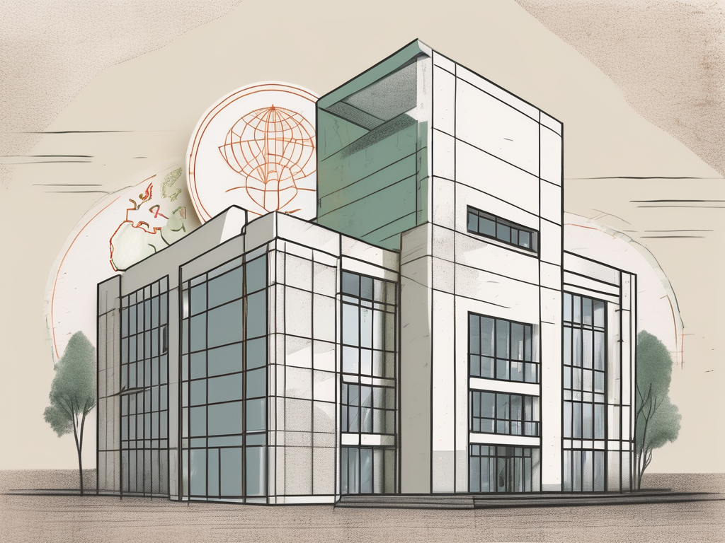 An international school building in ethiopia with a symbolic representation of currency