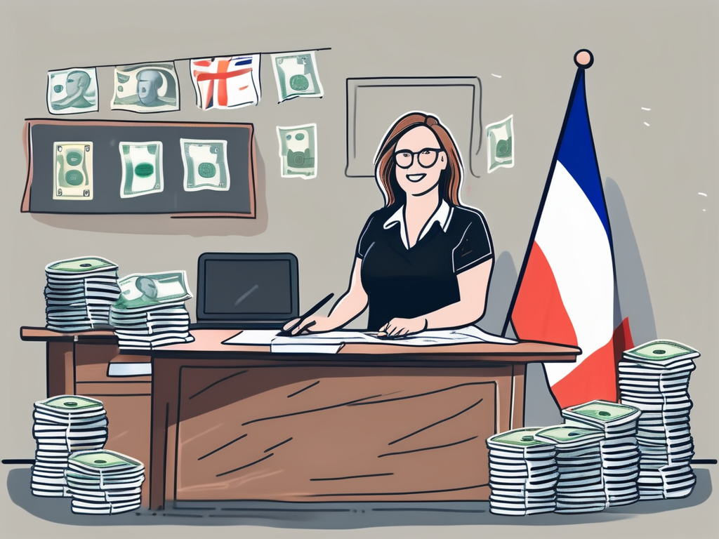 A typical french classroom setting with a teacher's desk