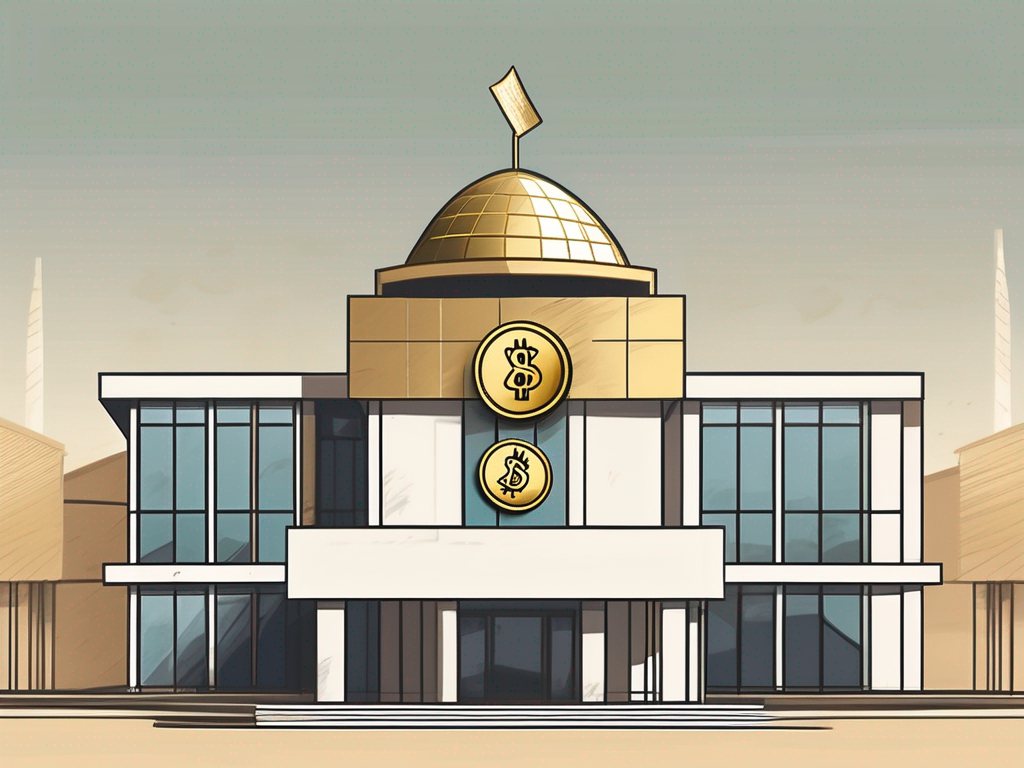 An international school building in saudi arabia with a symbolic representation of money