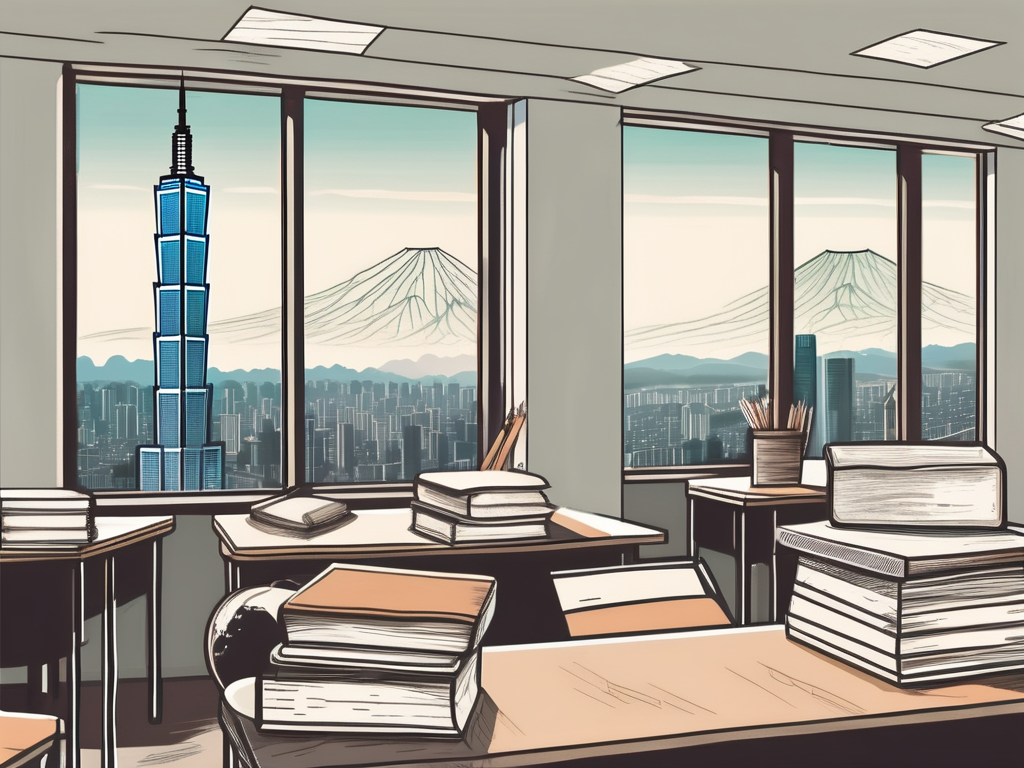 A classroom setting with a globe