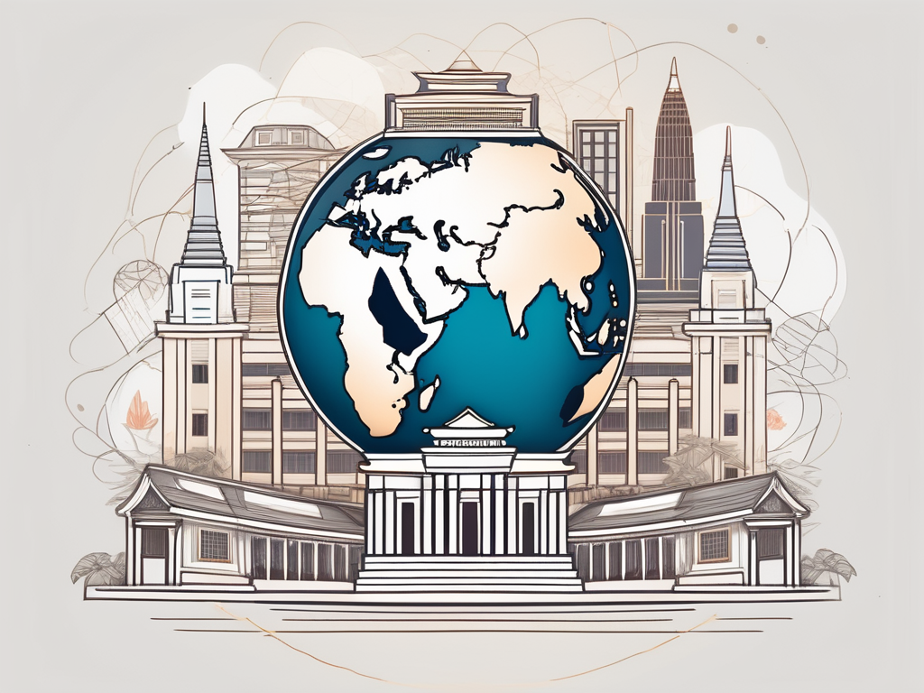 A globe with cambodia highlighted