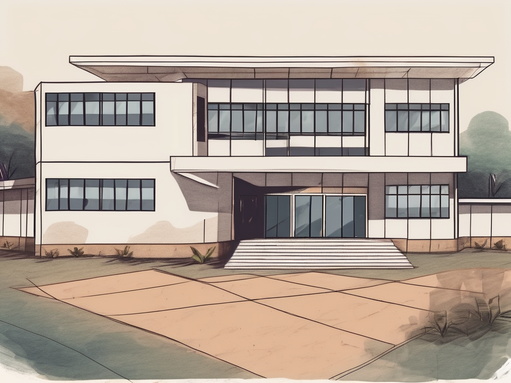 An international school building in ethiopia with a job advertisement signboard in the front yard