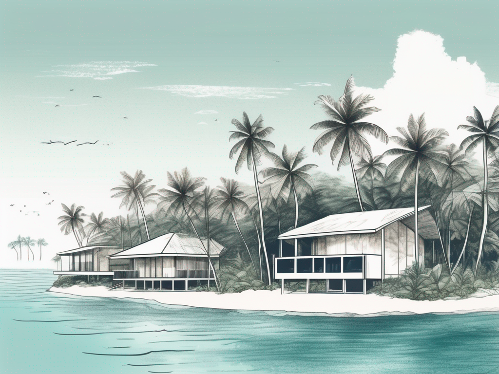 A scenic view of the maldives with a few international school buildings scattered across the islands