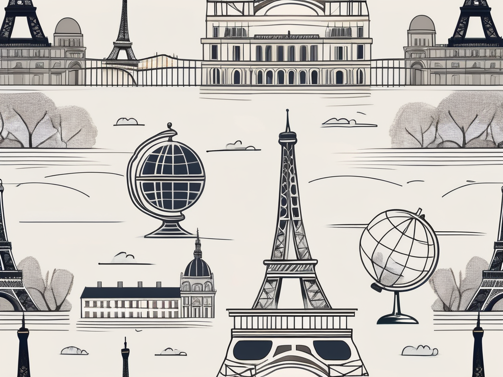 A parisian landscape with notable landmarks such as the eiffel tower and seine river