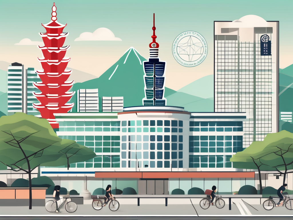 A landscape featuring prominent taipei landmarks such as taipei 101