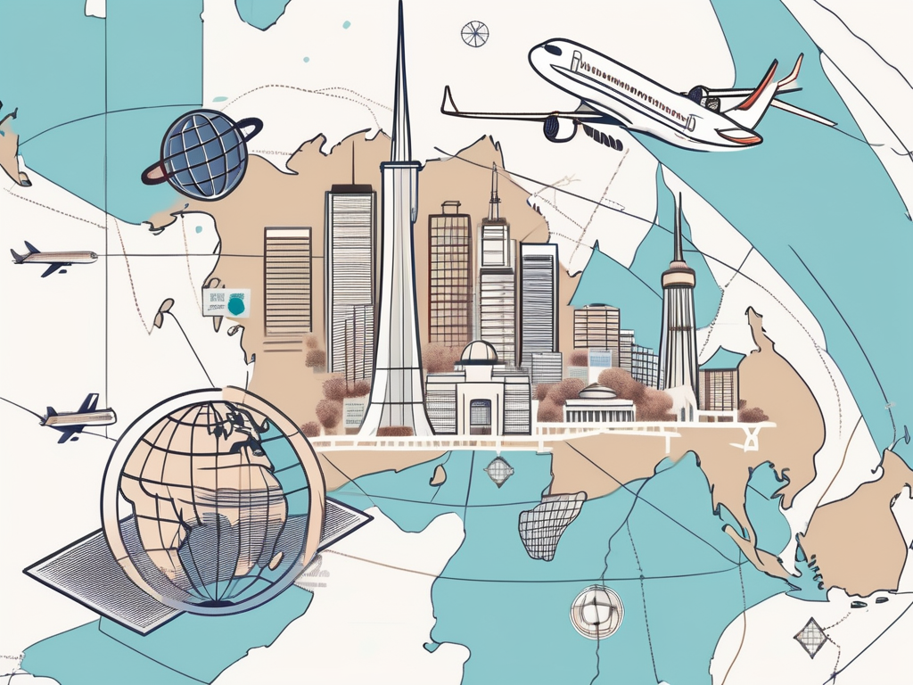 A map of tokyo highlighted with symbols of education like a graduation cap