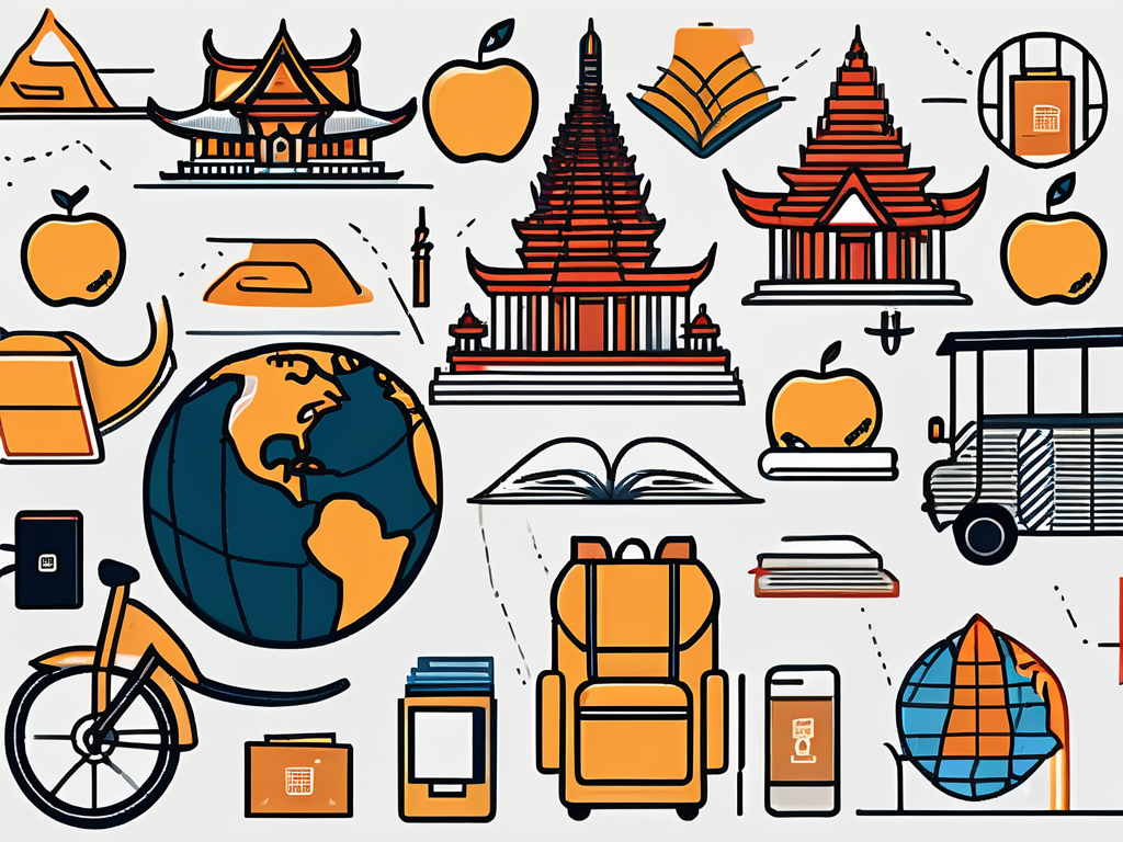 A diverse collection of school-related items such as textbooks