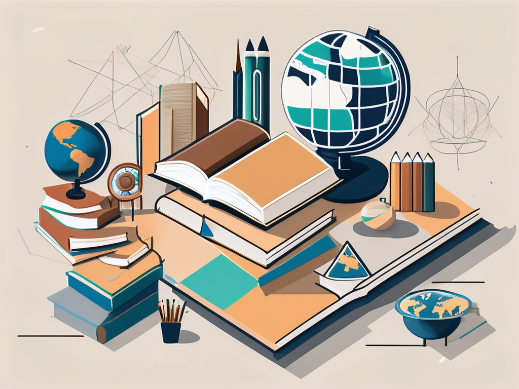 An international school building in abu dhabi with a diverse array of educational symbols like books