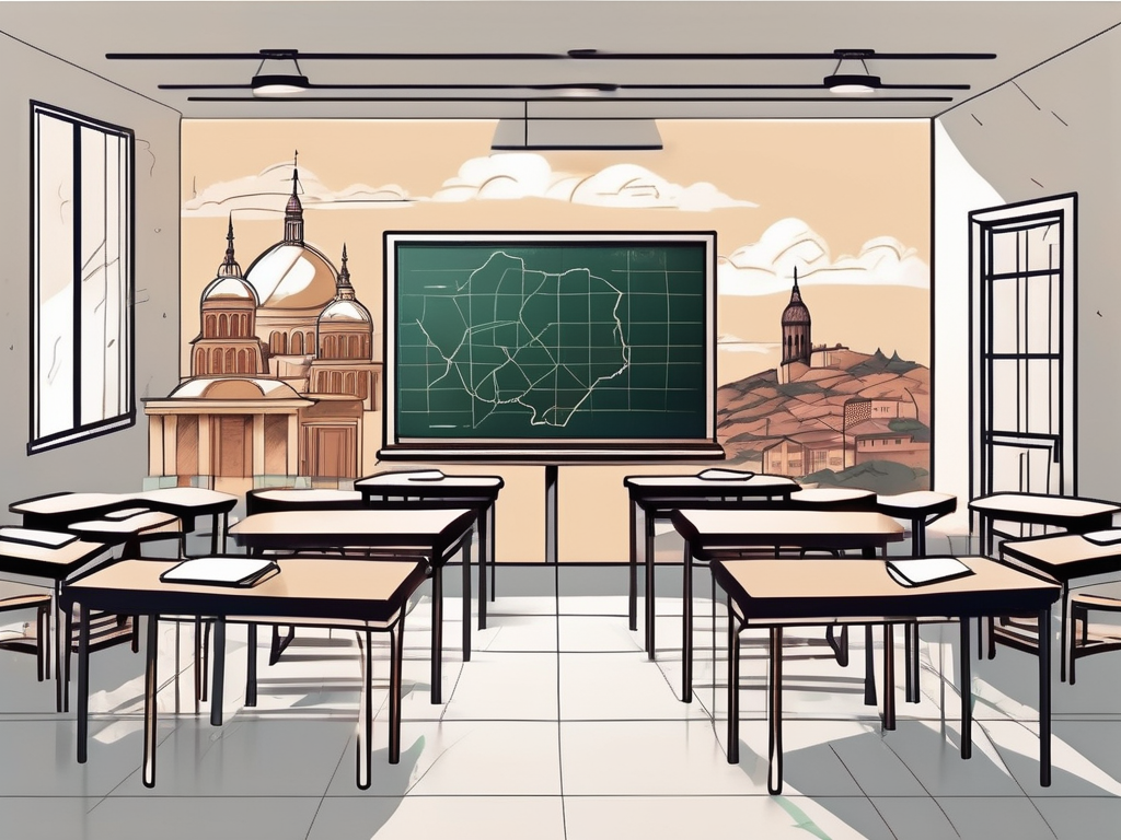 A classroom setup with diverse educational materials representing different cultures