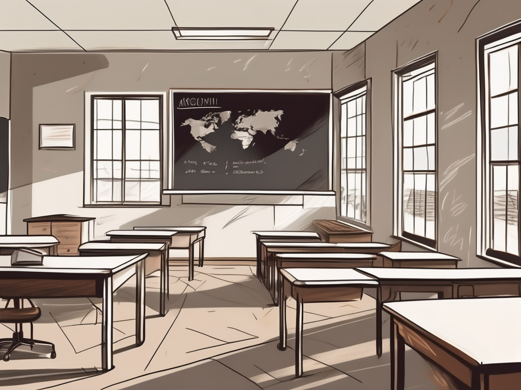 A typical estonian school building surrounded by international flags