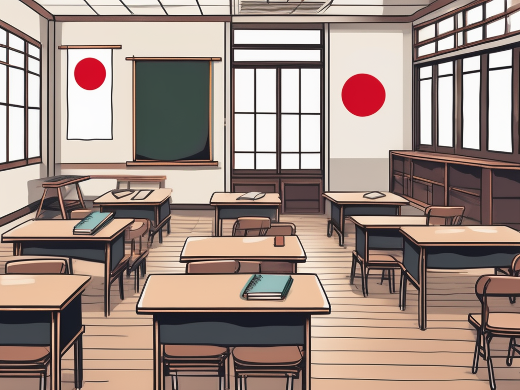 A classroom setting with a chalkboard