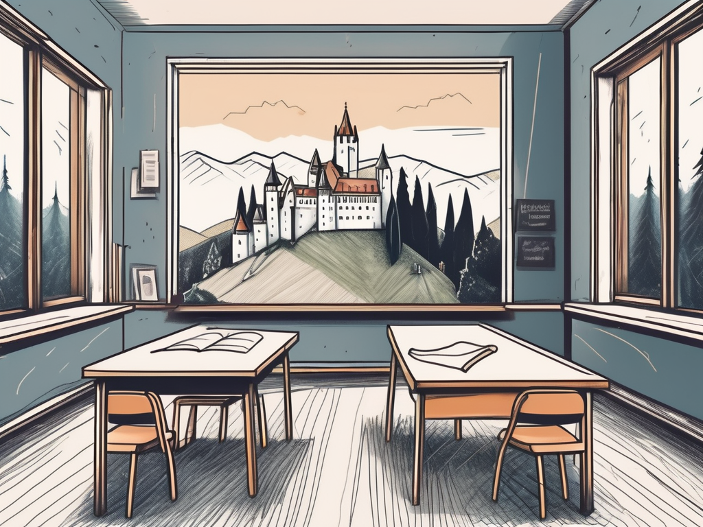 A classroom scene in romania with diverse educational materials