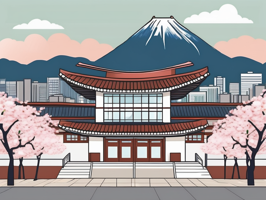 An international school building in south korea with the national flag